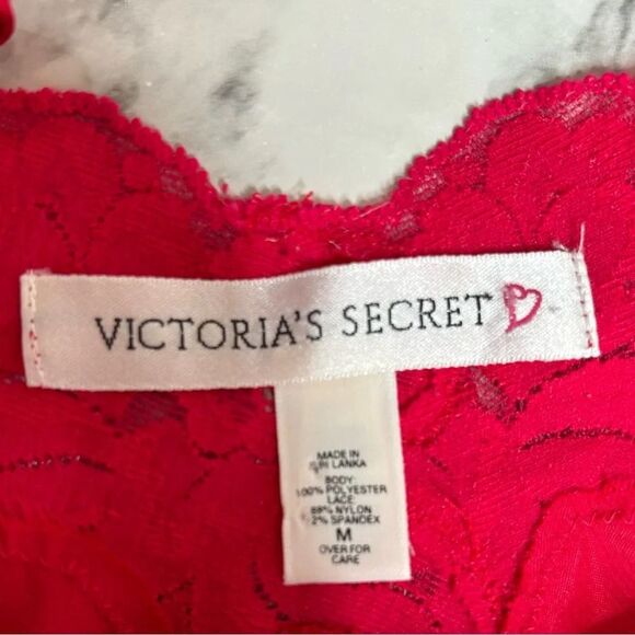 Vintage Victoria’s Secret Y2k Silky Slit Red Maxi Slip Dress Rosette Lace Medium - Picture 2 of 8